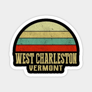 WEST CHARLESTON VERMONT Vintage Retro Sunset Magnet