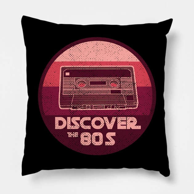 DISCOVER THE 90S vintage retro 80s nostalgia design second color version with distress Pillow by leepianti