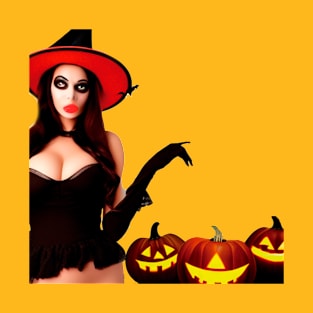 This beautiful witch is a must-have character on Halloween. You can't miss it this year. T-Shirt