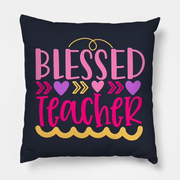 Blessed Teacher Pillow by VijackStudio