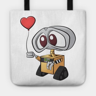 Sad Wall-E with Heart Balloon Tote