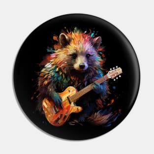 Porcupine Playing Guitar Pin