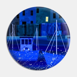 Fishing Town at Night Pin