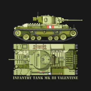 Mark III Valentine Infantry Tank  British WW2 Tanks Diagram T-Shirt