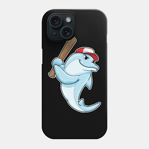 Dolphin at Baseball as Batsman Phone Case by Markus Schnabel