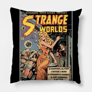 Strange Worlds No 4 Vintage Restored Version Pillow