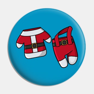 Red Kids Winter, Christmas suit with belt vector icon illustration. Pin