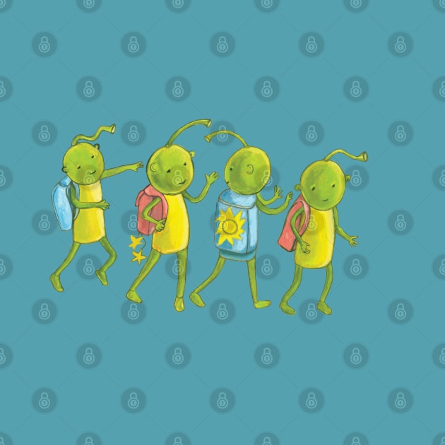 Martians Walking Illustration by Julia Doria Illustration