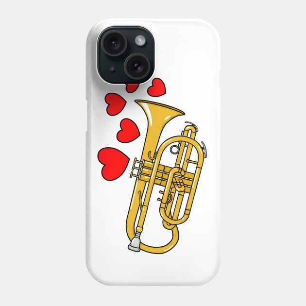 Valentines Cornet Teacher Cornetist Brass Player Wedding Musician Phone Case by doodlerob