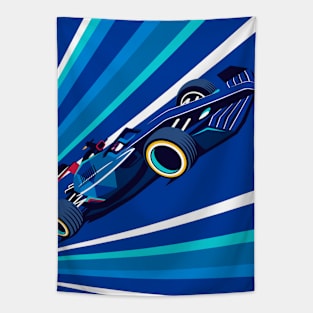 Blue Car - Racing Team Tapestry