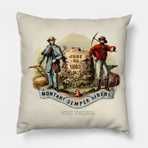 1876 West Virginia Coat of Arms Pillow by historicimage