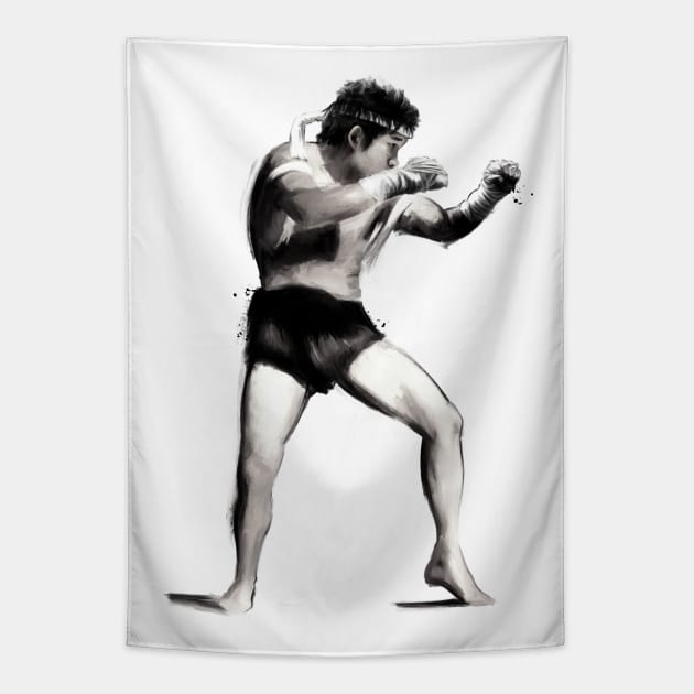 Muay Thai Fighter Tapestry by ILYOart