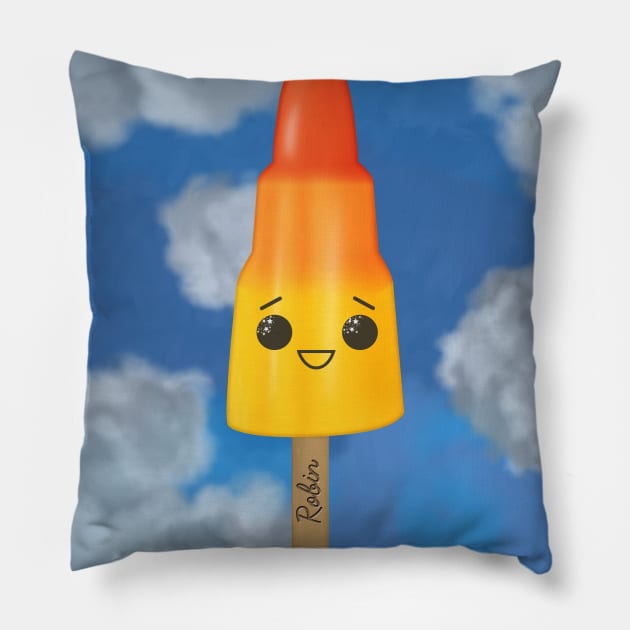 Robin Rocket Pillow by LozMac