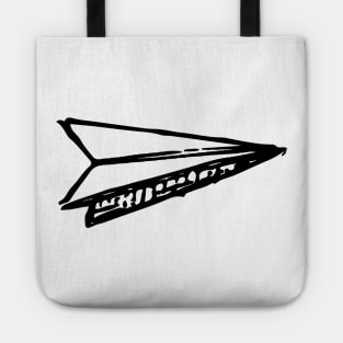 Paper Airplane Doodle Black Tote