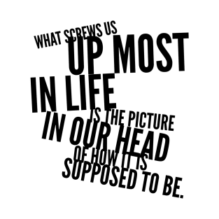 what screws us up most in life is the picture in our head of how it's supposed to be T-Shirt