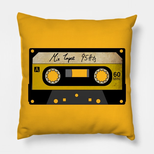 Vintage Cassette Mix Tape Pillow by i2studio