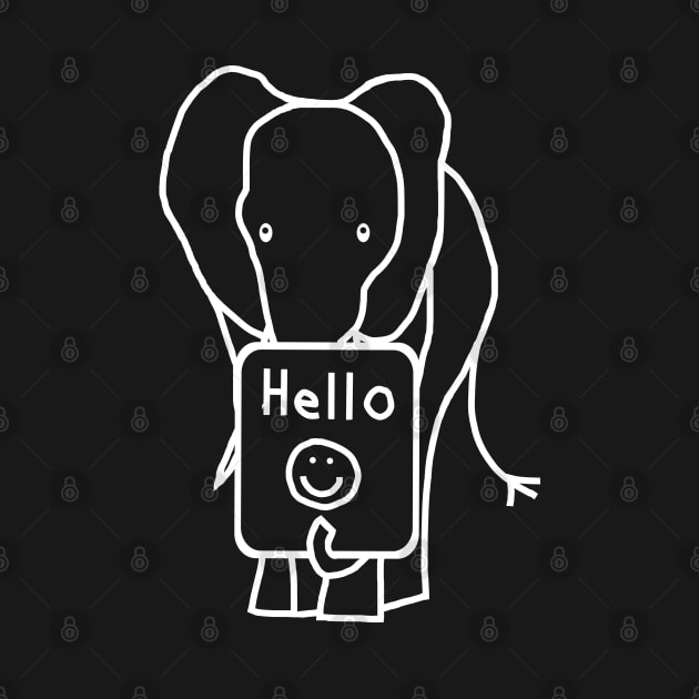 White Line Elephant says Hello by ellenhenryart