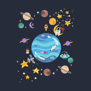 Space and planet pattern art design T-Shirt