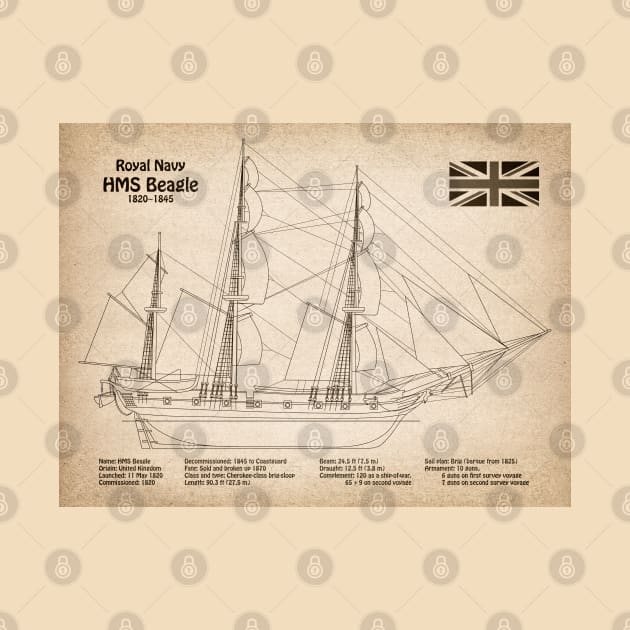 Charles Darwin HMS Beagle Tall Ship - SD by SPJE Illustration Photography