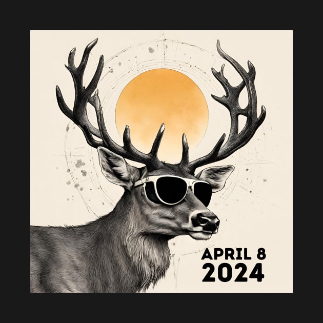 2024 Solar Eclipse Deer In The Sun and Moon by Little Duck Designs