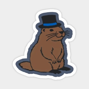 Dapper Groundhog in Top Hat – Groundhog Day Gentleman Magnet