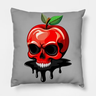 Skull Apple Poisoned Deadly spooky Fruit Pillow