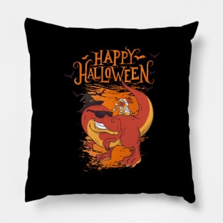 Halloween Happy Halloween Funny Dinosaur Costume Pillow