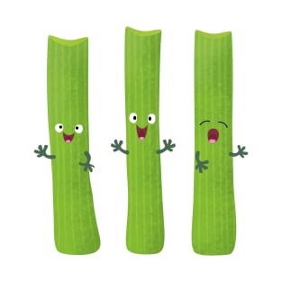 Cute celery sticks trio cartoon vegetables T-Shirt