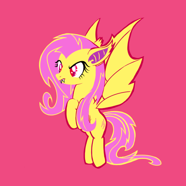 Flutterbat Illustration - Fluttershy Fan Art by CatsandBats