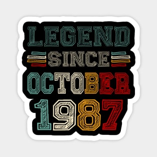 36 Years Old Legend Since October 1987 36th Birthday Magnet