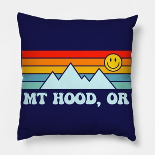 Mt Hood Oregon Mountains Skiing Retro Smile Pillow