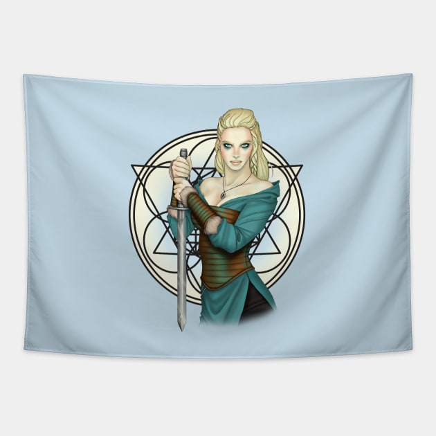 Viking Warrior Woman Tapestry by CatAstropheBoxes