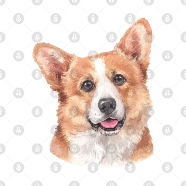 Cute Pembroke Welsh Corgi Watercolor Art by doglovershirts