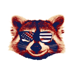 Raccool with  American Flag USA - Glasses T-Shirt