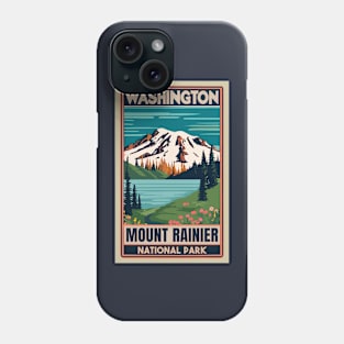 A Vintage Travel Art of the Mount Rainier National Park - Washington - US Phone Case