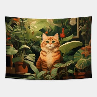 Purrfect Harmony: Cats and Plants - A Delightful Collection Tapestry