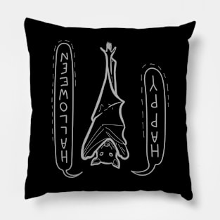 Upside Down Goth Witch "Happy Halloween Bat" Pillow