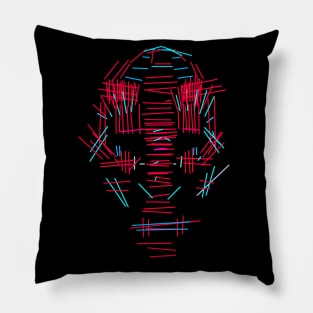 Digital Horror Face - Abstract Art Pillow