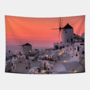 Oia Sunset in Santorini, Greece Tapestry