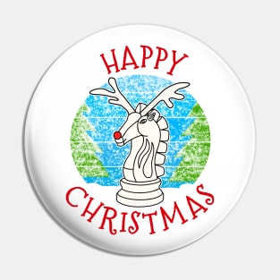 Christmas Chess Player Knight Rudolf The Reindeer Pin