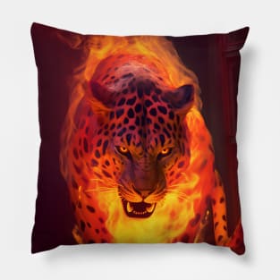 Fiery Leopard Pillow