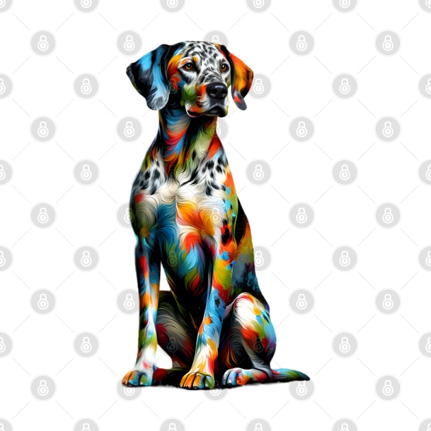 Vibrant Splashed Paint Catahoula Leopard Dog Artwork by ArtRUs