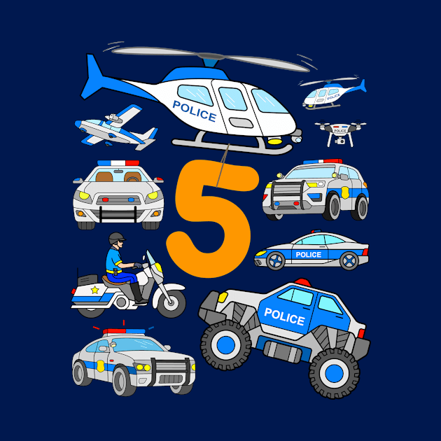 Police 5th Birthday Design Cop Cars by samshirts