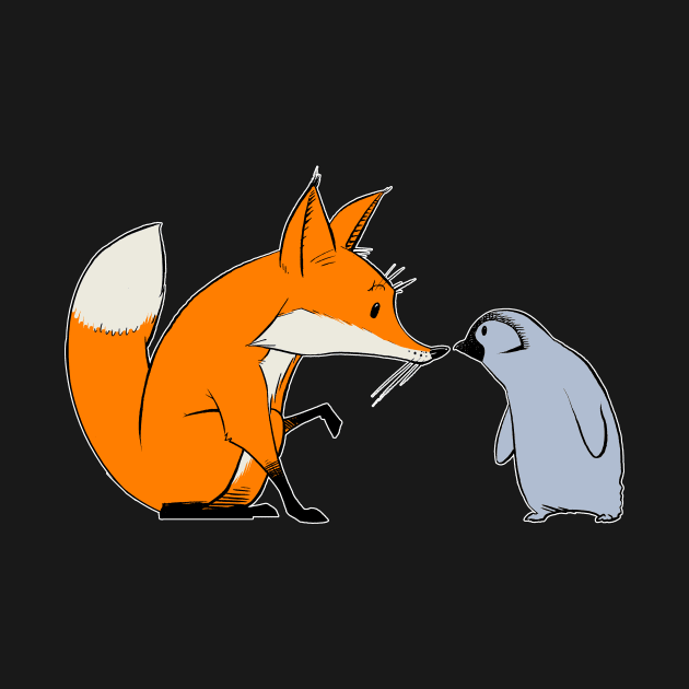 Fox and Baby Penguin by robotsinlove