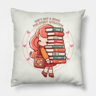 Kawaii Shes Got A Book For Every Situation Pillow