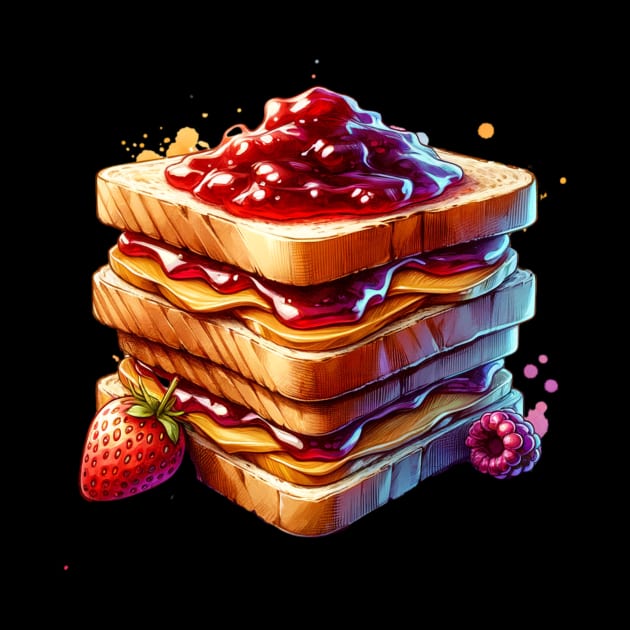 Peanut Butter And Jelly Toast Sandwich Vintage Established Breakfast Yummy Kawaii by Flowering Away