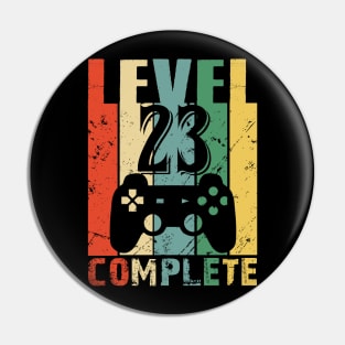 Vintage 23th Wedding Anniversary Level 23 Complete Video Gamer Birthday Gift Ideas Pin