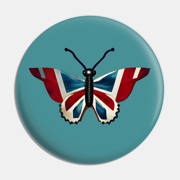 Union Jack Butterfly Pin by Artiface