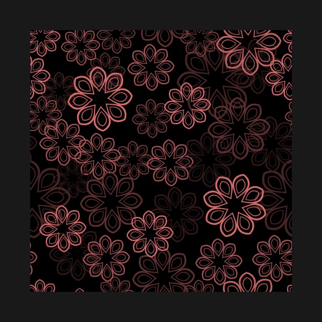 Neon Floral Blush Pink on Black by ArtticArlo