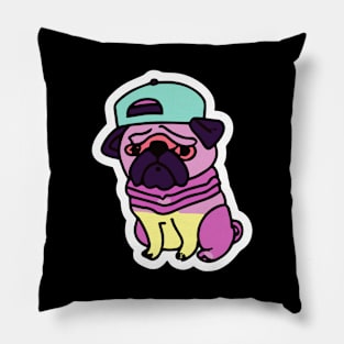 Hip Hop Pug 80s 90s Dog Lover Puppy Pillow